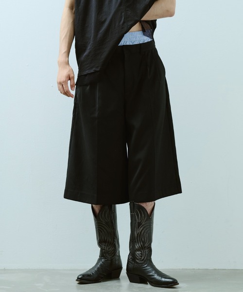 Camphor wood スラックス layered boxers wide slacks shorts