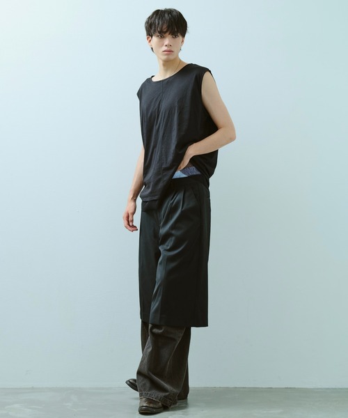 camphor wood レイヤードトランクスワイドスラックスショーツ Sサイズ Camphor wood スラックス layered boxers wide slacks shorts