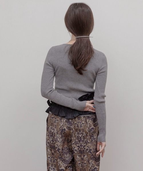 カーディガン ギャザーフリルヘムリブニットカーデ レディース Eimee Law カーディガン ギャザーフリルヘムリブニットカーデ