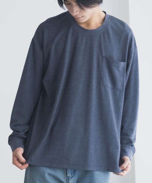 NAVY tシャツ タフラクポケット付き長袖Tシャツ「UVカット ドライ 接触