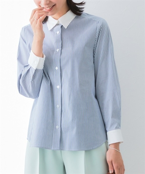 rai atelier 播州織ストライプ柄クレリックシャツ 7days Life Styling ブラウス シャツ 「選べる2タイプ」ストライプ柄