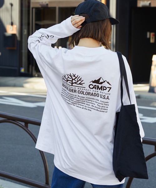 「CAMP7」 長袖Tシャツ L ホワイト メンズ