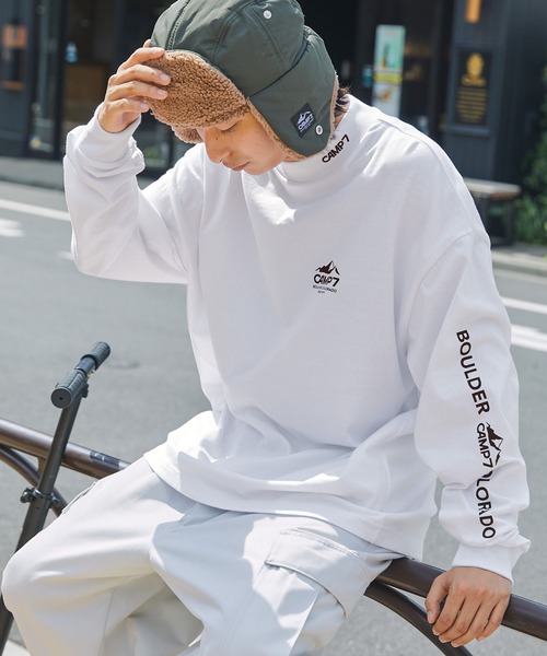 「CAMP7」 長袖Tシャツ L ホワイト メンズ