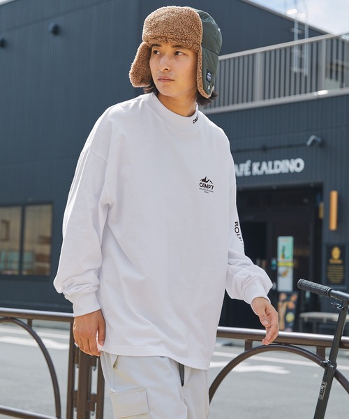 「CAMP7」 長袖Tシャツ L ホワイト メンズ