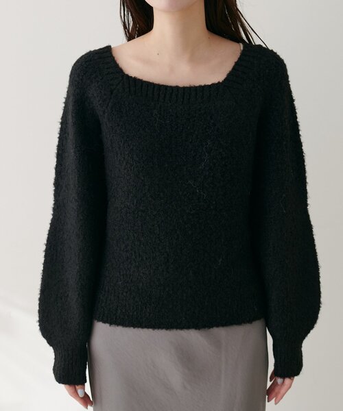 natural couture ニット セーター 畦編みブークレスクエアニット