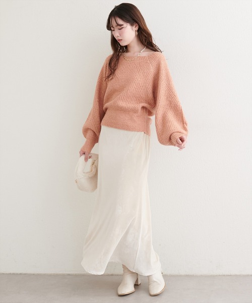natural couture ニット セーター 畦編みブークレスクエアニット