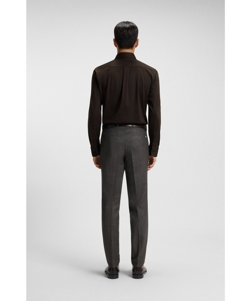 HUGO BOSS スリムフィット ブラックシャツ L BOSS（HUGO BOSS） シャツ スリムフィット シルケットコットン メンズ