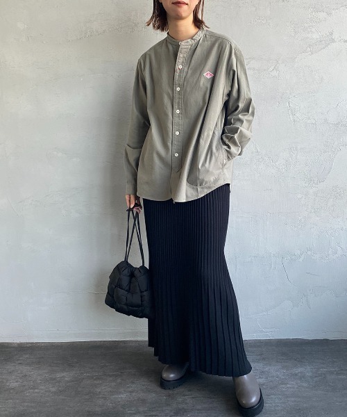 お得， 限定セール 「DANTON」 長袖ブラウス 38 オリーブ レディース