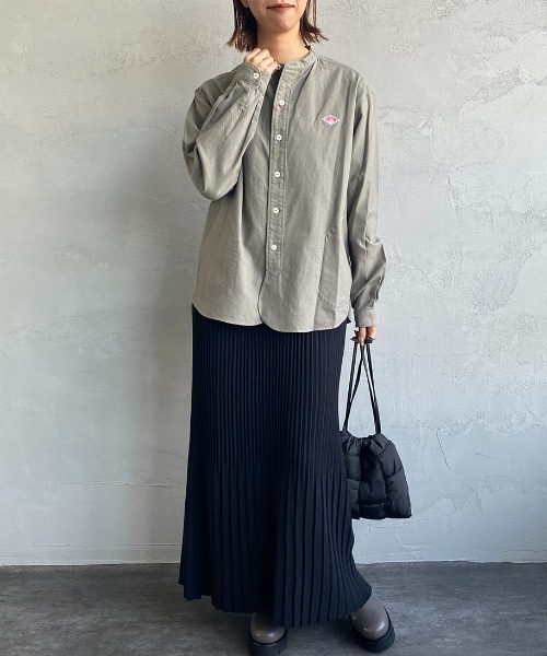 お得， 限定セール 「DANTON」 長袖ブラウス 38 オリーブ レディース