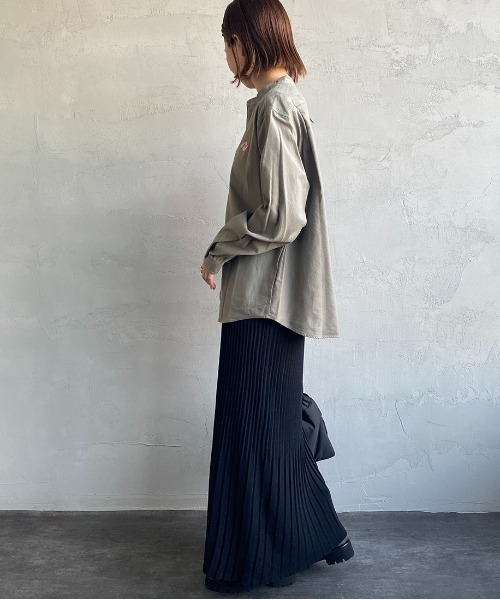 お得， 限定セール 「DANTON」 長袖ブラウス 38 オリーブ レディース