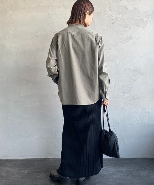 お得， 限定セール 「DANTON」 長袖ブラウス 38 オリーブ レディース