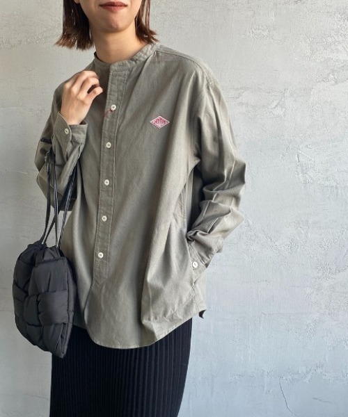 お得， 限定セール 「DANTON」 長袖ブラウス 38 オリーブ レディース