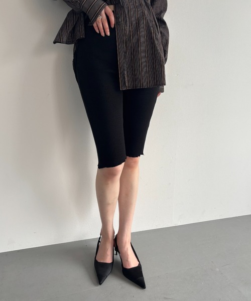 FUULLY STUDIO パンツ ストレッチリブバイカーパンツ レディース