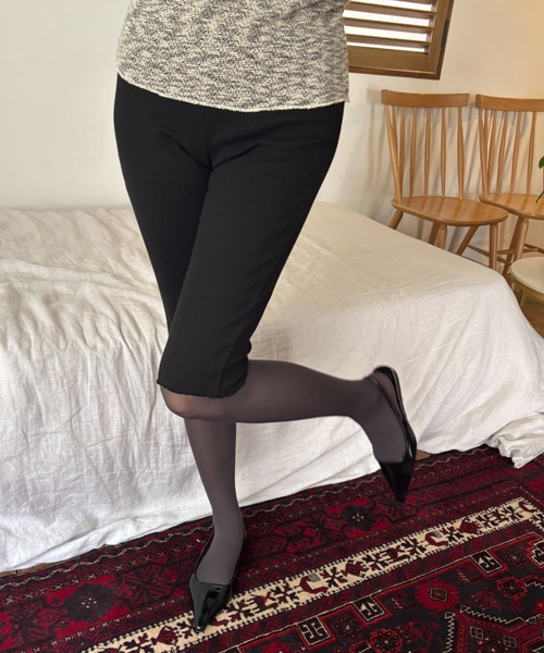 FUULLY STUDIO パンツ ストレッチリブバイカーパンツ レディース