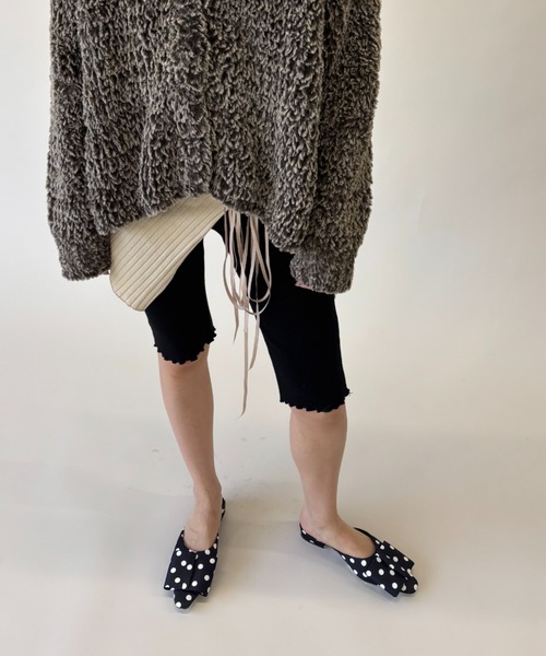 FUULLY STUDIO パンツ ストレッチリブバイカーパンツ レディース