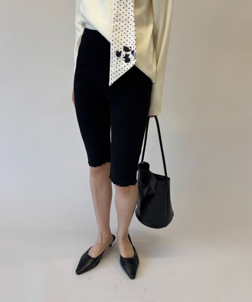 ち*ゃ様 【新品】FUULLY STUDIO ストレッチリブバイカーパンツ FUULLY STUDIO パンツ ストレッチリブバイカーパンツ レディース