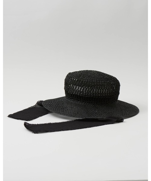 「La Maison de Lyllis」 ストローハット 57cm ブラック レディース_画像5