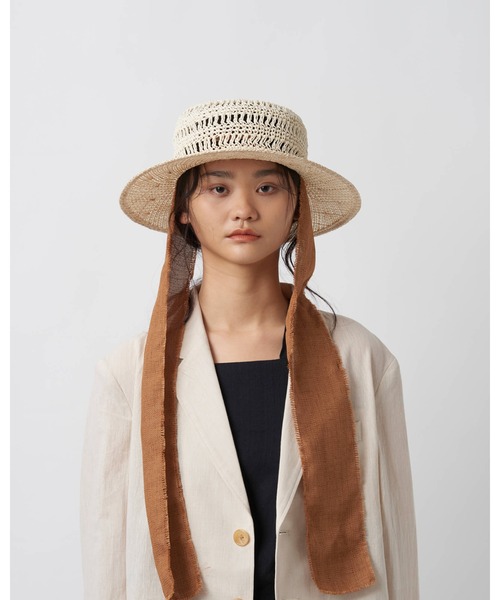 「La Maison de Lyllis」 ストローハット 57cm ブラック レディース_画像9