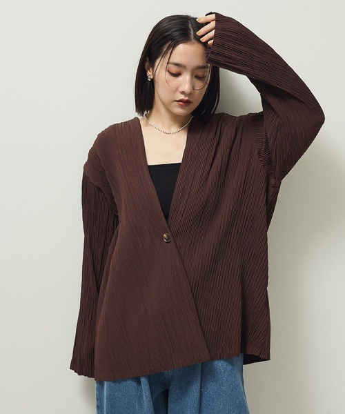 ELENCARE DUE ジャケット テーラードジャケット プリーツノーカラー