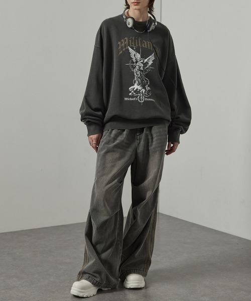 トレーナー スウェット 「Alfred Alex」ヴィンテージ加工ピグメント