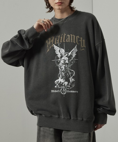 トレーナー スウェット 「Alfred Alex」ヴィンテージ加工ピグメント