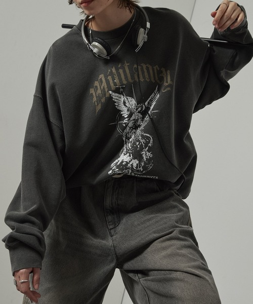 トレーナー スウェット 「Alfred Alex」ヴィンテージ加工ピグメント