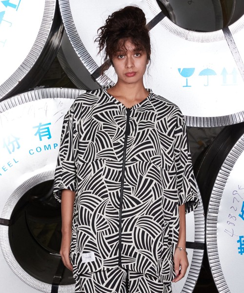 「VIRGOwearworks」 半袖シャツ 2 ホワイト×ブラック メンズ_画像7