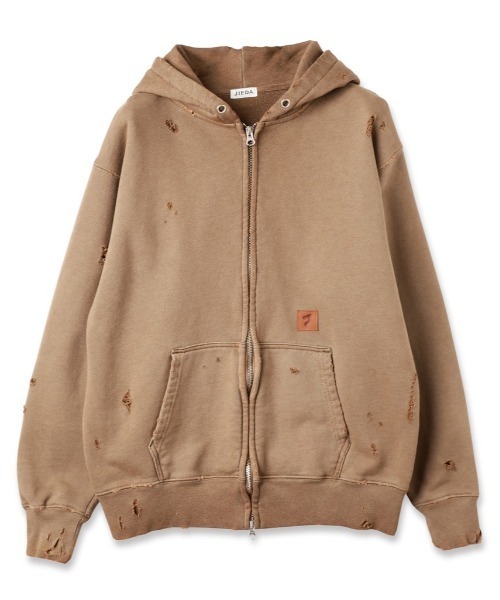 JieDa（ジエダ） パーカー DAMAGE PATCH ZIP HOODIE メンズ : ZOZOTOWN