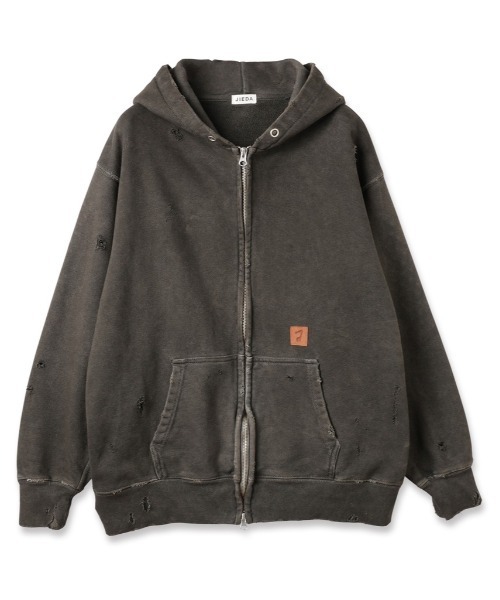 JieDa（ジエダ） パーカー DAMAGE PATCH ZIP HOODIE メンズ : ZOZOTOWN