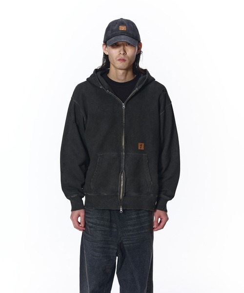 JieDa（ジエダ） パーカー DAMAGE PATCH ZIP HOODIE メンズ : ZOZOTOWN
