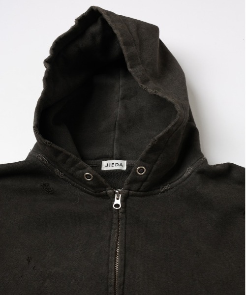 JieDa（ジエダ） パーカー DAMAGE PATCH ZIP HOODIE メンズ : ZOZOTOWN