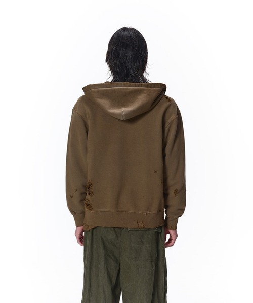 JieDa（ジエダ） パーカー DAMAGE PATCH ZIP HOODIE メンズ : ZOZOTOWN