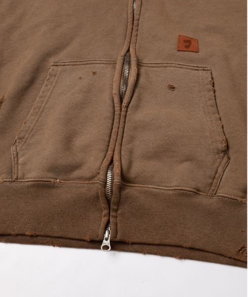 JieDa（ジエダ） パーカー DAMAGE PATCH ZIP HOODIE メンズ : ZOZOTOWN