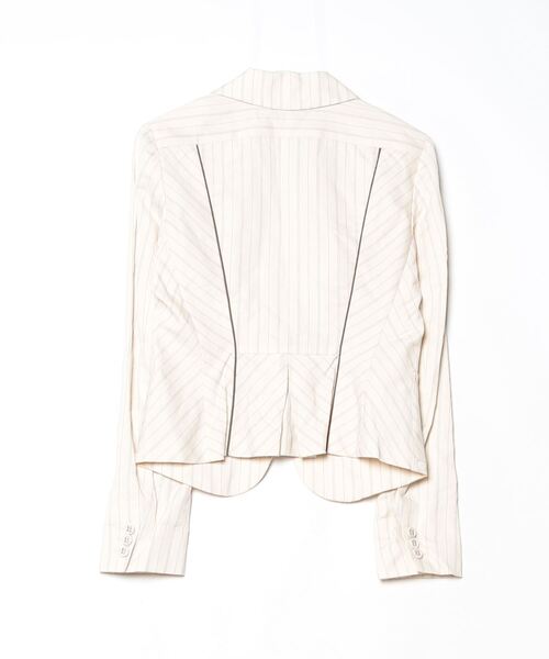 「SPORTMAX」 ストライプ柄テーラードジャケット 40 ベージュ レディース_画像2