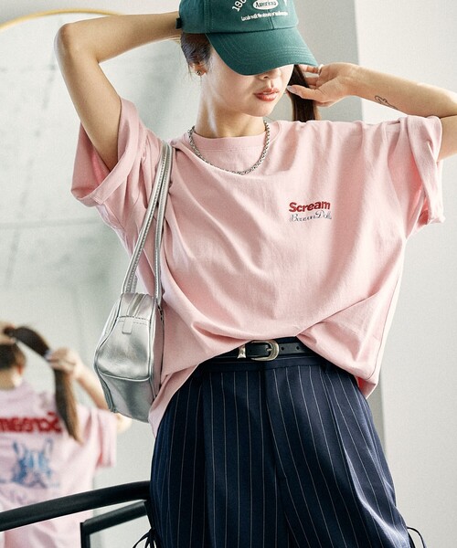 「PUBLUX」 半袖Tシャツ SMALL ピンク レディース_画像9