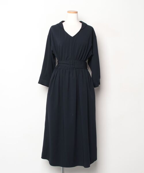 SLOBE IENA（スローブイエナ） 7分袖ワンピース 38 ネイビー