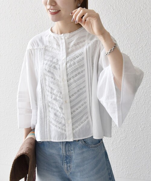 「SHIPS any」 7分袖ブラウス ONE SIZE オフホワイト レディース_画像7