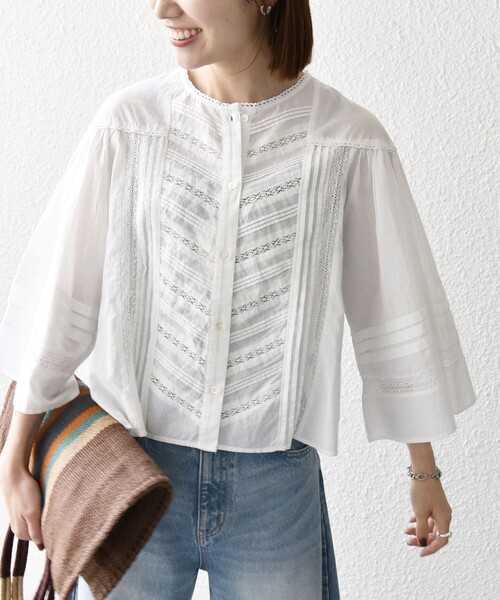 「SHIPS any」 7分袖ブラウス ONE SIZE オフホワイト レディース_画像8