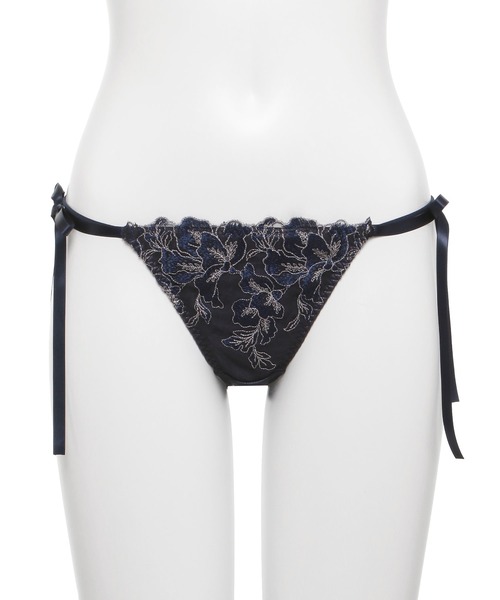 ★Ravijour★金ラメ糸リボン★レースブラショーツ★パンツ下着★ネイビー★ ☆Ravijour☆金ラメ糸リボン☆レースブラショーツ☆パンツ下着