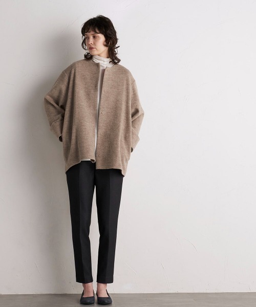 「la.f…」 ノーカラージャケット 7号 チャコールグレー レディース_画像2