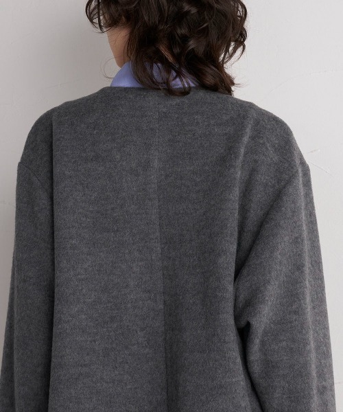 「la.f…」 ノーカラージャケット 7号 チャコールグレー レディース_画像4