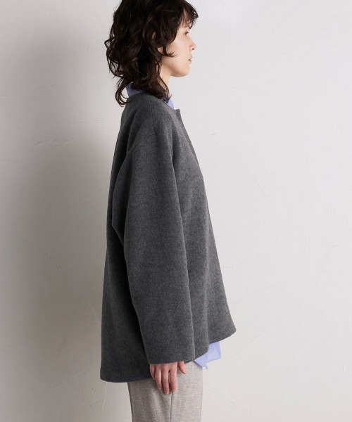 「la.f…」 ノーカラージャケット 7号 チャコールグレー レディース_画像5