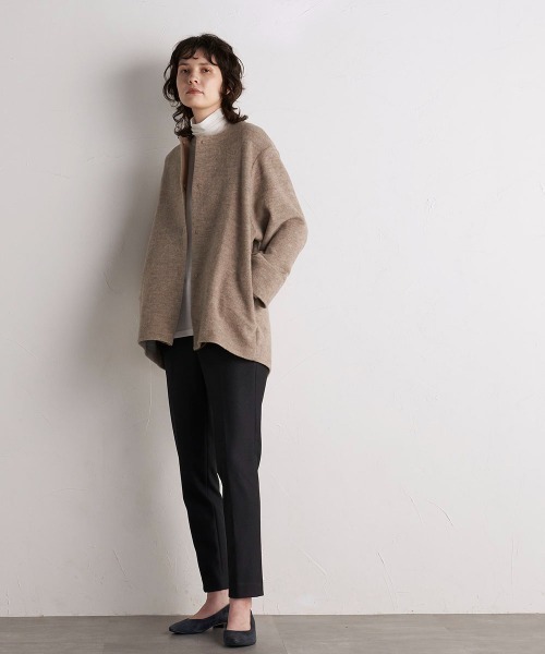 「la.f…」 ノーカラージャケット 7号 チャコールグレー レディース_画像6