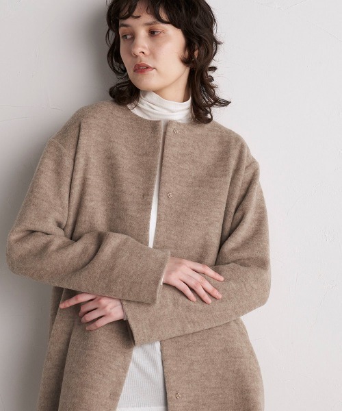 「la.f…」 ノーカラージャケット 7号 チャコールグレー レディース_画像8