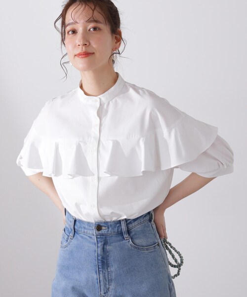 「N.（N. Natural Beauty Basic）」 半袖ブラウス MEDIUM オフホワイト レディース_画像9