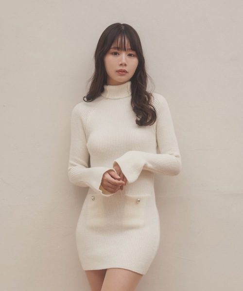 M DOLLY ワンピース lib knit Verde mini dress/リブニットヴェルデ