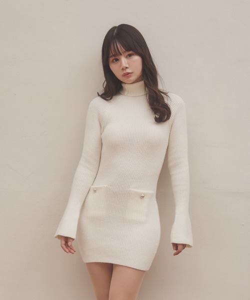 ANDMARY デミニットミニドレス M DOLLY ワンピース lib knit Verde mini dress/リブニットヴェルデ