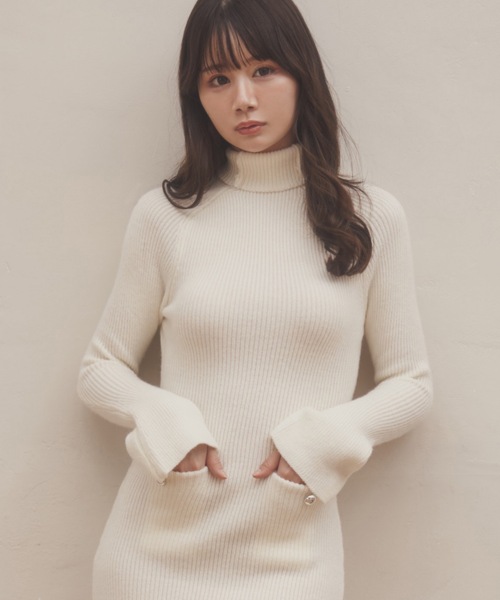 M DOLLY ワンピース lib knit Verde mini dress/リブニットヴェルデ