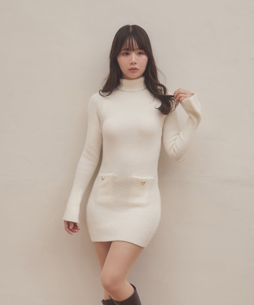 M DOLLY ワンピース lib knit Verde mini dress/リブニットヴェルデ