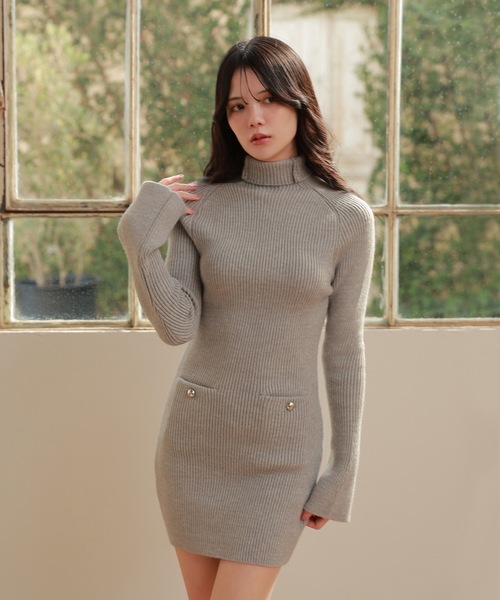 M DOLLY ワンピース lib knit Verde mini dress/リブニットヴェルデ